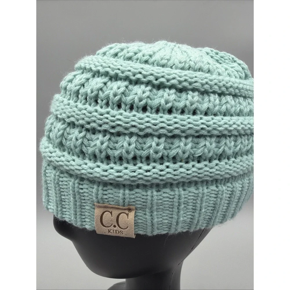 C.C Kids Solid Cable Knit Winter Beanie Teal One Size Fits Most